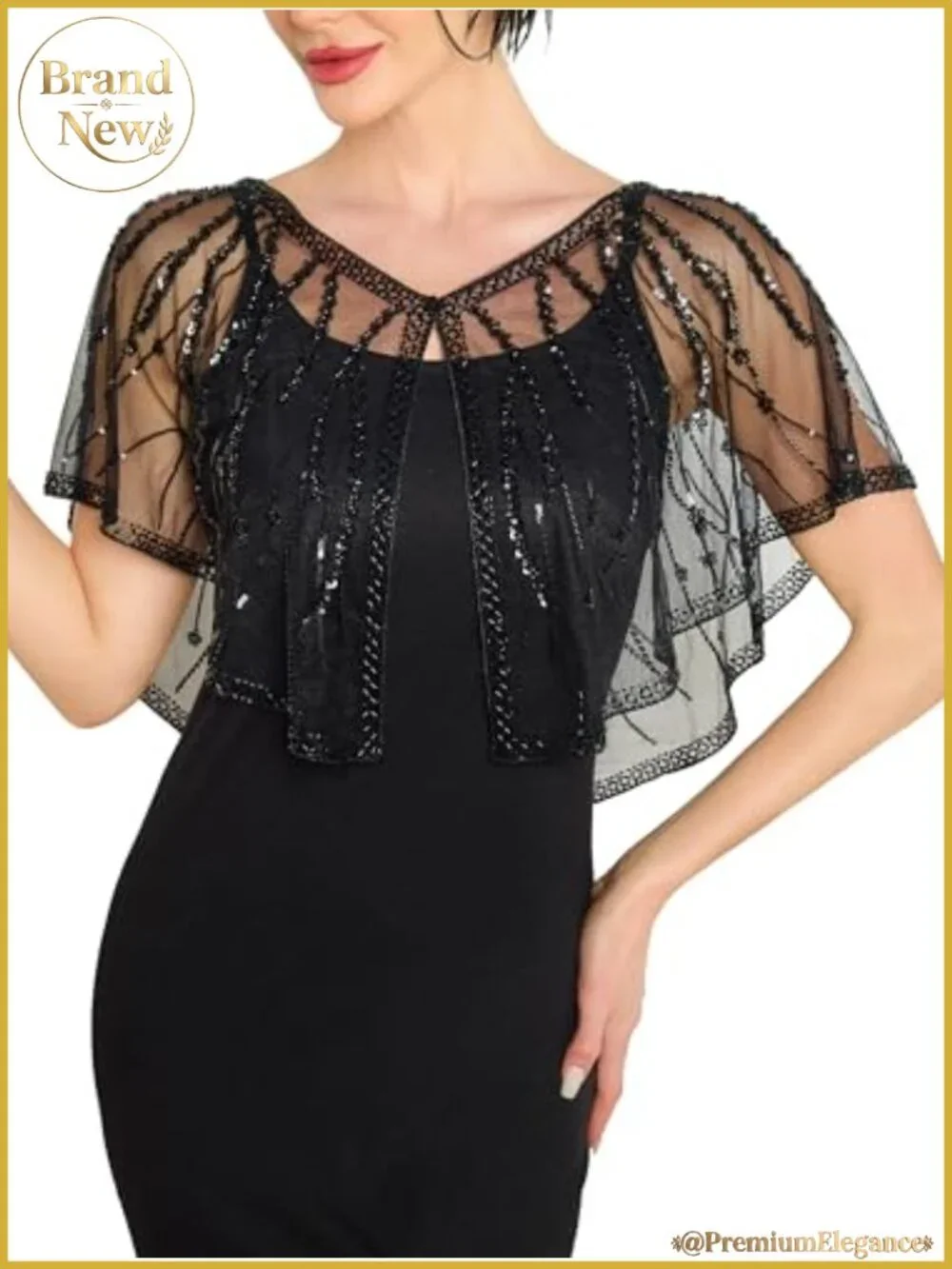 Sequin Flapper Shawl Wrap for Women - 1920s Gatsby Evening Accessory